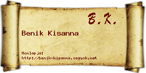Benik Kisanna névjegykártya